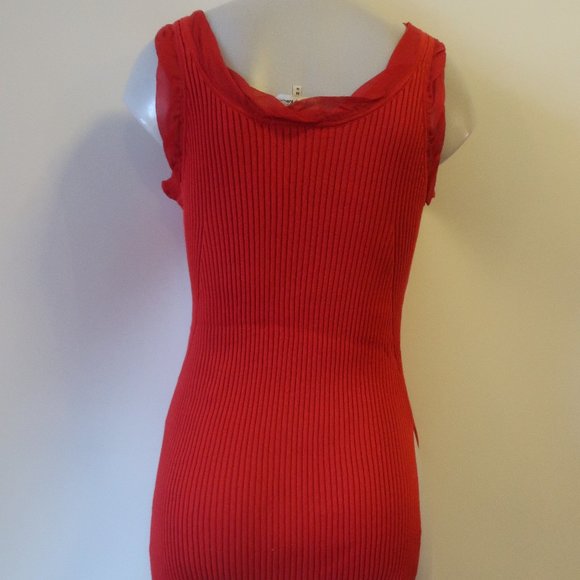 *Womens 3.1 Phillip Lim Red Ribbed Silk Blend Sleeveless Top M - Picture 7 of 11